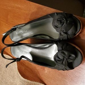 X Appeal Black Wedges Size 7